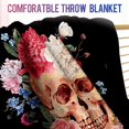 thumbnail image 3 of Skull Flower Blanket Gifts for Women Girls Men Decor for Home Bedroom Living Room Halloween Travelling, Soft Fuzzy Comfortable Lightweight Throw Plush Blankets Black 50"x60", 3 of 5