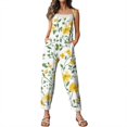 thumbnail image 5 of Linen Jumpsuits for Women Boho Floral Gardening Overalls Loose Fit Plus Size Rompers Bohemian Travel Vacation Baggy Clothes Orange 2XL, 5 of 5