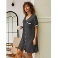 thumbnail image 4 of Ekouaer Nightgowns for Women Button Down Pajamas Tops Short Sleeve Sleepwear V-Neck Sleepwear, 4 of 7