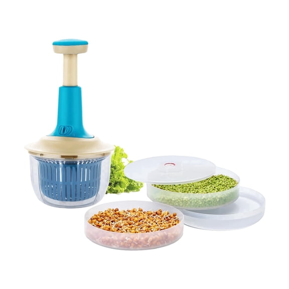 Anjali Sprout Maker & Salad Spinner Combo, Double Deck Sprouter with Vegetable Spinner, Churner & Blade, BPA-Free Compact Healthy Kitchen Tool