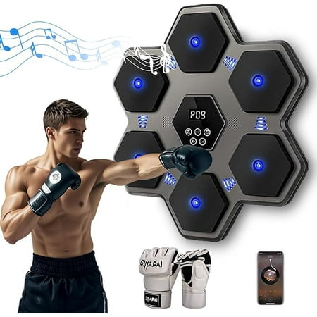 RKXQT Musical Boxing Machine with Gloves, Boxing Trainer Wall Mounted Music for Adults Kids, Adjustable Speed & Mode Boxing Machine, Boxing Target Workout Equipment for Home Office Gym (Gray A)