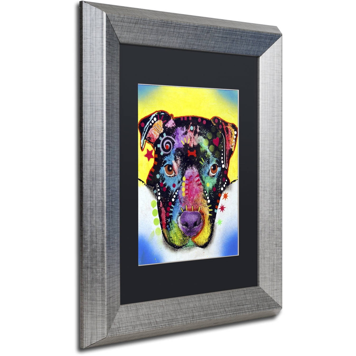 Trademark Fine Art "Otter Pitbull" Canvas Art by Dean Russo, Black Matte, Silver Frame