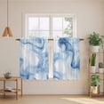 thumbnail image 3 of Marble Blue Kitchen Curtains, Abstract Modern Minimalist Solid Ombre Light Filtering Window Curtain Panels, 2Pcs Rod Pocket Window Treatments Set for RV Dining Room Study Room 42x54 Inches, 3 of 9