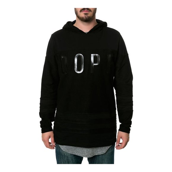 DOPE Mens the Front Print Hockey Hoodie Sweatshirt, Black, Large