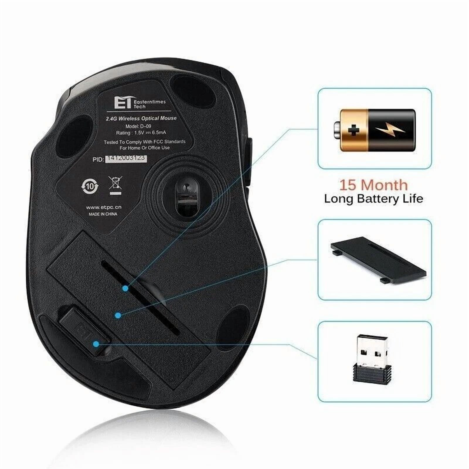 CIRCLE- Victsing Wireless Gaming Mouse Ergonomic 5 Adjustable Dpi Levels 6 Buttons Black