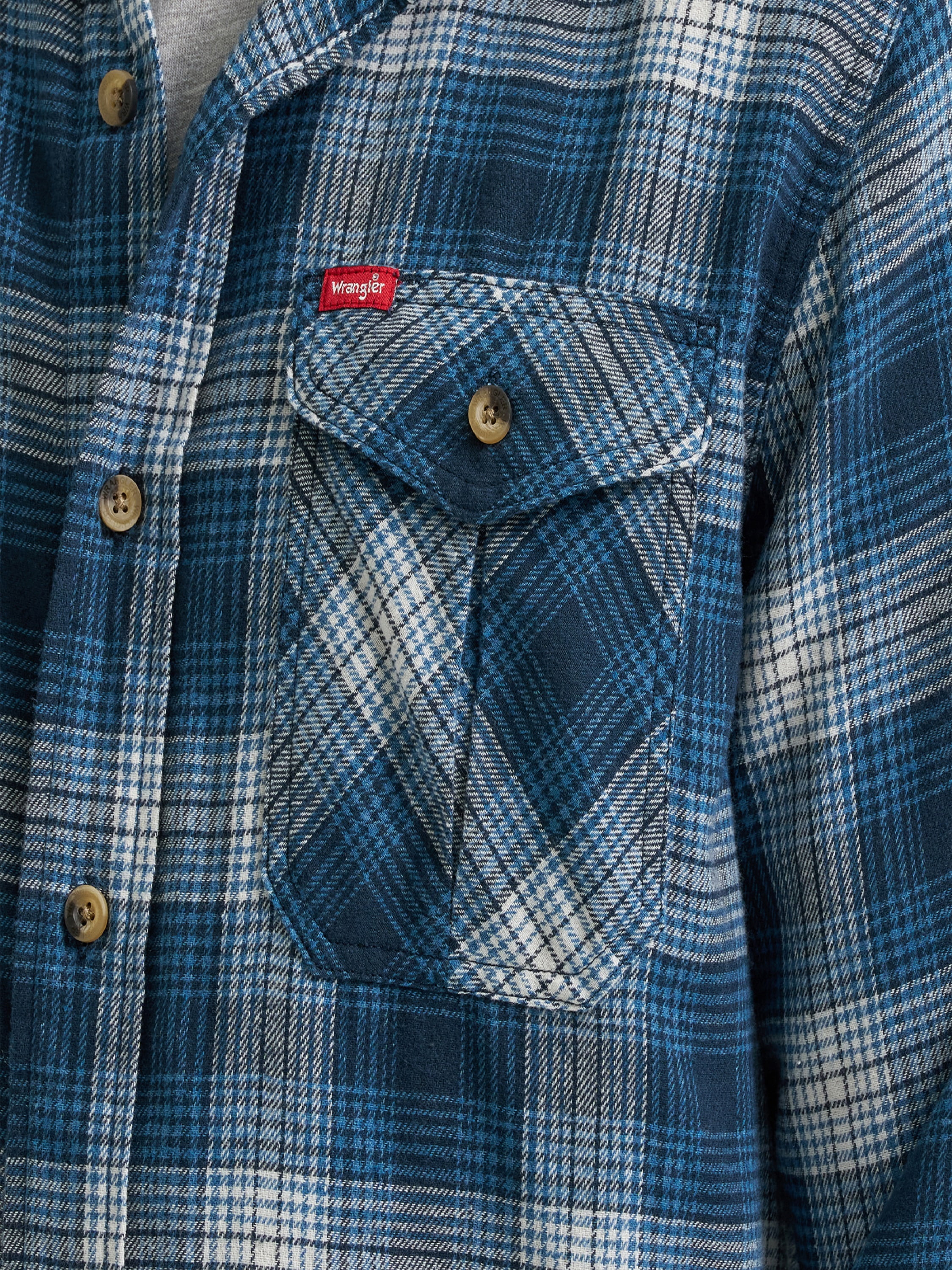 Wrangler® Men's and Big Men's Relaxed Fit Brushed Flannel Shirt with Long Sleeves, Sizes S-5XL