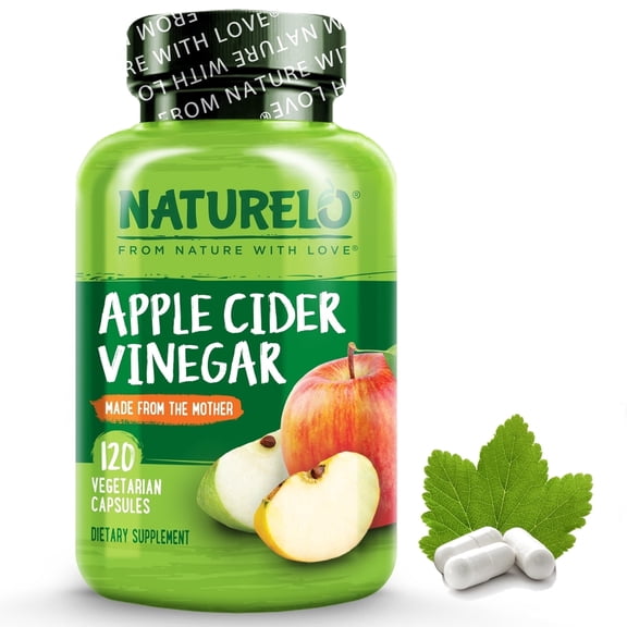 NATURELO Apple Cider Vinegar Capsules - Natural ACV with Mother Supplement for Men & Women for Detox, Cleanse and Weight Management - 120 Vegan Capsules