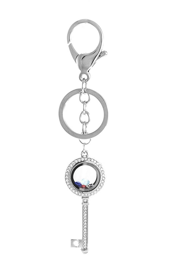 Floating Key Locket  (Mini Rhinestone Circle Keychain)