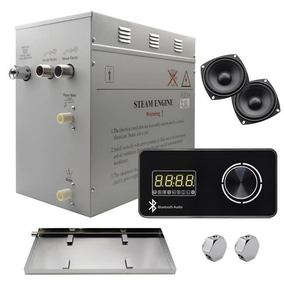 Steam Planet GH12LBX Superior Encore Plus 12 kW Self-Draining Steam Bath Generator Kit & Bluetooth Horizontal Digital Keypad, Black