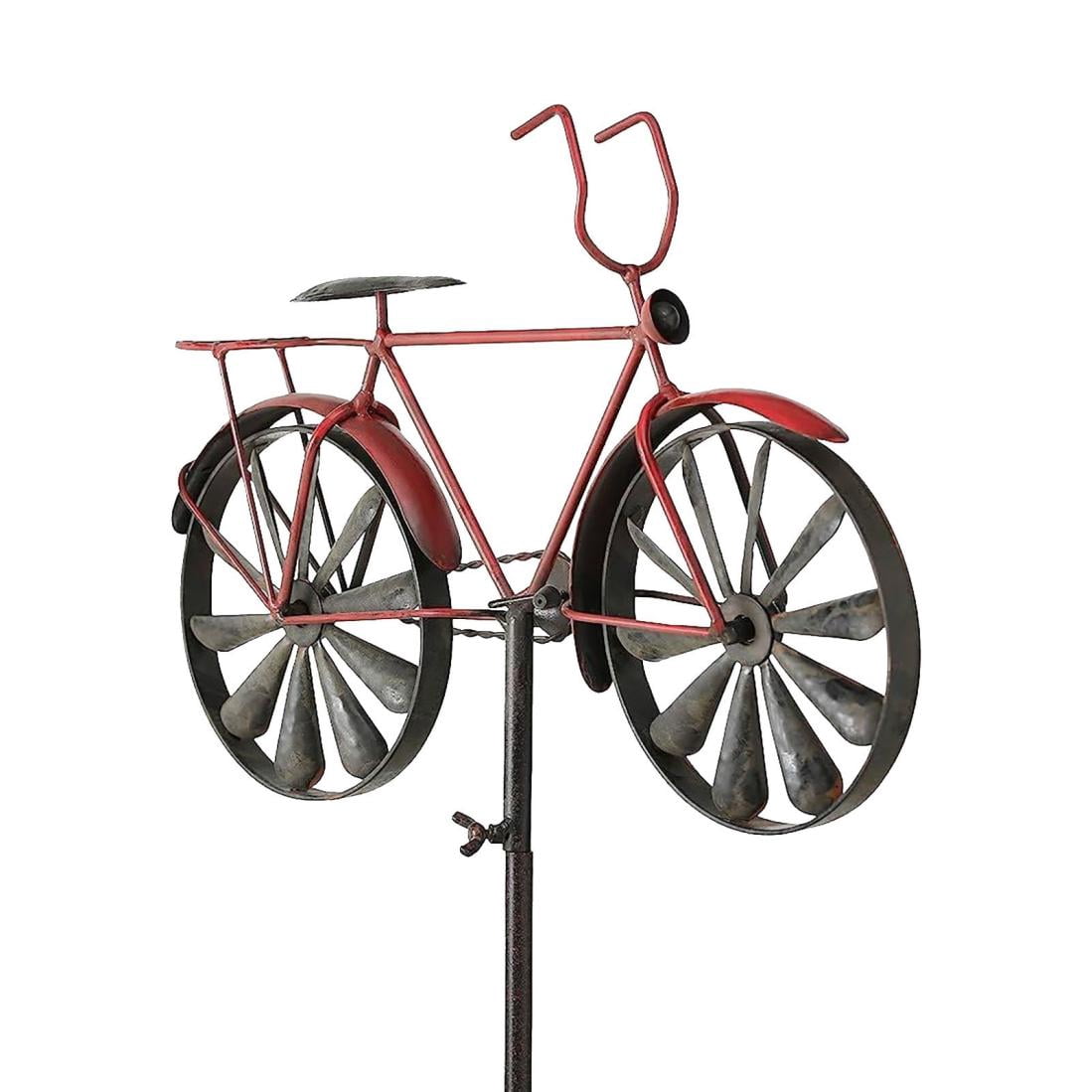 Metal Bicycle Wind Spinners,Wind Mill For Yard And Garden，Vintage Red Wind Spinners,Welcome Yard Sign With Stakes,Bike Garden Art Decor,Outdoor Garden Decor With Windmill For Courtyard Parks,Terraces