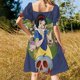 thumbnail image 5 of Vestido de manga corta con estampado de tortuga marina floral - Hermoso vestido de verano para mujer Ropa estética, 5 of 7