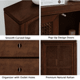 thumbnail image 7 of Hassch 2-Door Buffet Sideboard, Rattan Storage Cabinet, Accent Cabinet with Outlet Holes, Modern Coffee Bar Cabinet, Credenza for Kitchen, Hallway, Dining Room, Living Room, Easy Assembly, Walnut, 7 of 7