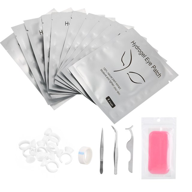 Pinzas de extensión de pestañas, juego de pestañas de injerto profesional herramienta de extensión de pestañas almohadillas para ojos rendimiento finamente ajustado