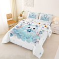 thumbnail image 2 of Manfei Cartoon Halloween Ghost King Size Comforter Sets 3pcs, Cute Bow Flower Pumpkin Comforters King Size, Blue White,Reversible,1 Comforter and 2 Pillowcases, 2 of 6