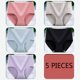 thumbnail image 3 of 5 Piezas De Cintura Alta Bragas Mujeres Adelgazar Ropa Interior Transpirable Antibacteriano Señoras Elástico Calzoncillos, 3 of 4