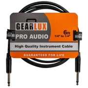 Gearlux Instrument Cable/Guitar Cable, 1/4 Inch, Straight to Straight, Black, 6 Feet - Single Pack