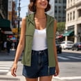 thumbnail image 2 of QIYAGBSA Vests for Women Lightweight Hooded Zip Up Sleeveless Outdoor Utility Vest with Pockets for Spring Summer Travel (Green, S), 2 of 9
