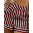 thumbnail image 5 of Women's Stripe Print Pajama Shorts Elastic Waist Button Decor Straight Leg Short Pants for Sleeping, 5 of 7