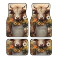 thumbnail image 1 of Lsque Tapis de Sol 4 Pcs Imprimé Fleur de Vache, Doublures en Caoutchouc Résistantes, Design Antidérapant, Protection Automobile Toutes Saisons, Véhicules, Voitures, Camions et SUV, 1 of 7