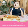 thumbnail image 5 of Abiie Octopod Bamboo Dish - Kids Plates for 4 months and up, 3-Compartment Baby Plates with Suction, Triangle Bamboo Baby Plate, Mess-Free Toddler Suction Plates, Baby Feeding Supplies (Blue), 5 of 5
