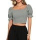 thumbnail image 1 of TOP CORTO SMOCKED INSPIRADO CHIC PARA MUJERES CON MANGAS BUBBLE EN CUADROS GINGHAM NEGRO Y BLANCO, 1 of 6