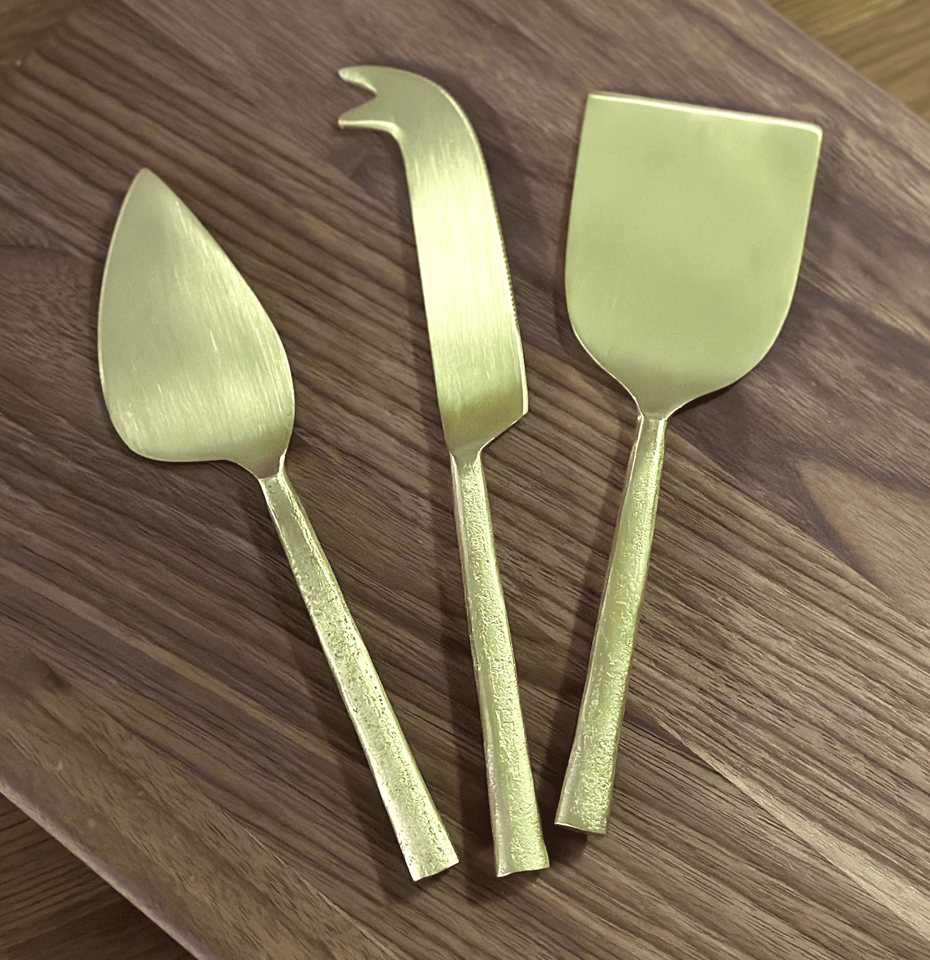 Gold Cheese Knives Set of 3 Matte Handles Charcuterie Knives,  Stainless Steel Gift Set Dishwasher Safe