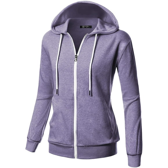 GIVON Veste à Capuche Légère à Fermeture Éclair Manches Longues pour Femmes Grande Taille / DCF200-Lavande-m