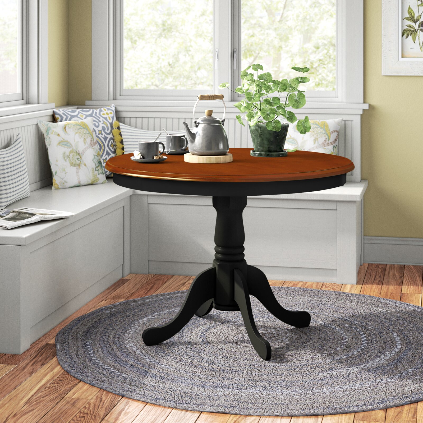 Nantucket 42'' Rubberwood Solid Wood Pedestal Dining Table, Solid Wood