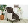 thumbnail image 2 of Brown Striped Fur Accent Throw Blanket 50" x 60", 2 of 6