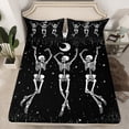 thumbnail image 2 of jejeloiu Vintage Skeleton Bed Sheets,Boho Bohemian Style King Sheets,White Black Sheet Set For Adults,Microfiber Bedroom Decor,4 Pieces, 2 of 7