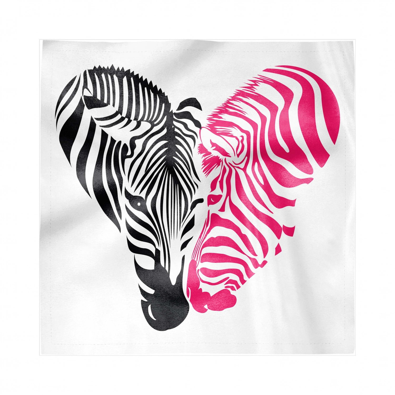 Pink Zebra Napkins Set of 4, Zebra Couple Heads in the Shape of Heart