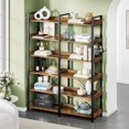 thumbnail image 4 of Greenstell 67" Industrial 6-Tier Bookshelf, Storage Rack with Open Shelves, Metal Frame, Rustic Brown, 4 of 6