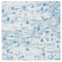 SAFAVIEH Courtyard Constance Abstract Indoor/Outdoor Area Rug, Grey/Navy, 6'7" x 6'7" Square