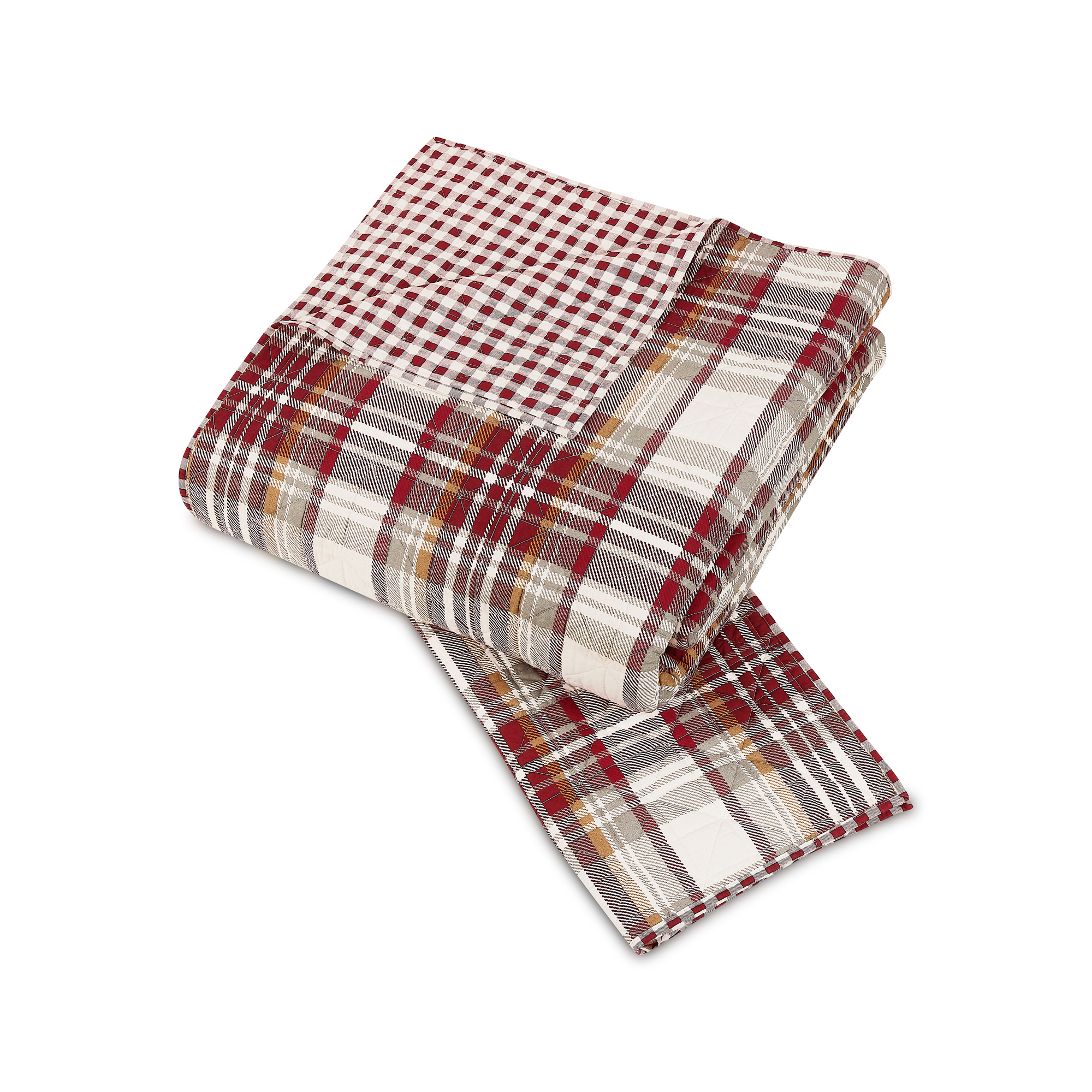 Laurel & Mayfair Camden Plaid Red 3-Piece Quilt Set, King