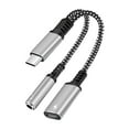 thumbnail image 1 of Type-C 2-in-1 Braided Audio Adapter - Plastic, Durable, Plug-and-Play, Compatible with Type-C Devices, Portable, 1 of 5