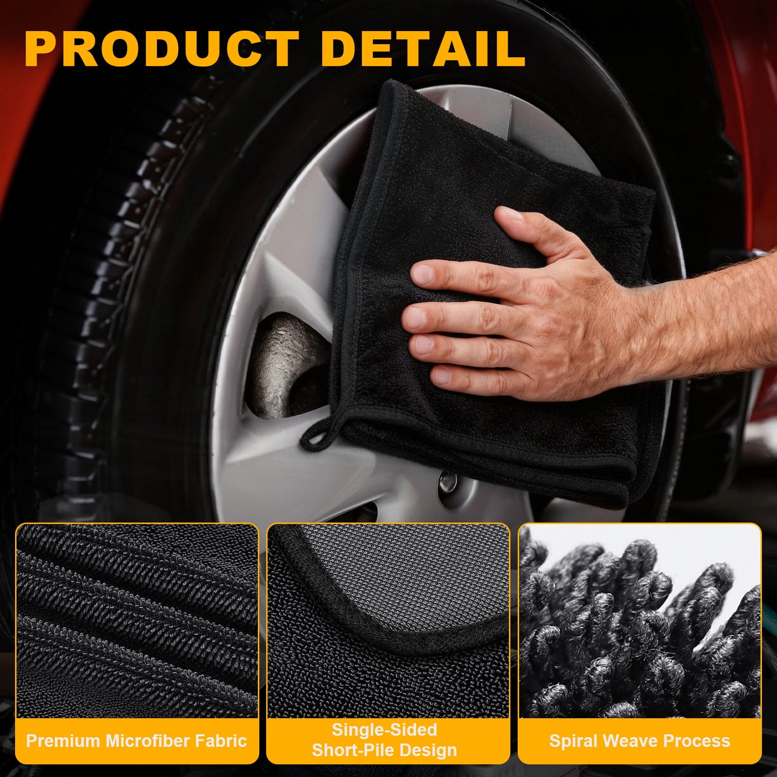 Uxcell 2 Pcs Car Microfiber Towels 23.62 x 35.43 Inch Ultra Absorbent Microfiber Towel Care Polishing Detailing Waxing Cloths Single Layer for Car Kitchen Window, Grey/Black(600GSM)