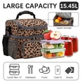 thumbnail image 3 of GYEUKHAM Double Layer Cooler Insulated Lunch Bag Adult Lunch Box Large Tote Bag for Men, Women, With Adjustable Strap,Front Pocket and Dual Large Mesh Side Pockets,BlackLeopard, 3 of 8