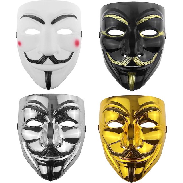 Hacker Mask V Pour Vendetta Masque Pour Enfants Femmes Hommes Disfraz De Halloween Cosplay (4pices Une Ensemble)-phwj Rojo Verde Cocina, Decoración y Otros