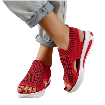 

Summer Ladies Women Thick Soled Shoes Fish Mouth Casual Net Cloth Sandals