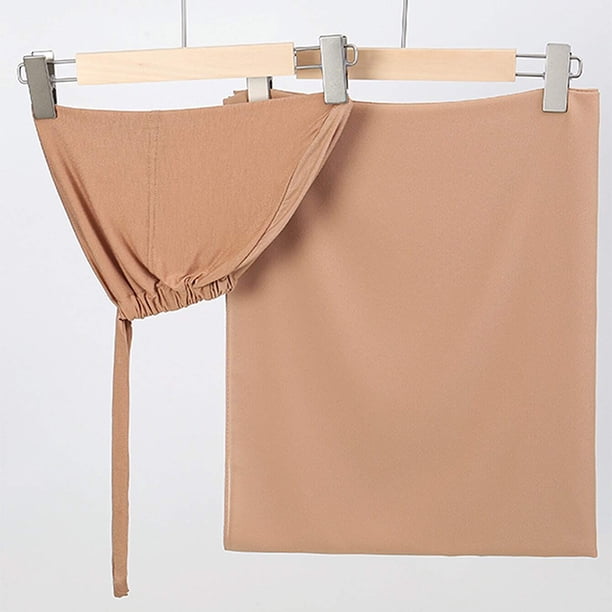 XEPST 2-Pack Hijab Undercap - Satin Lined Modal Bonnet With Tie Back, Black & Khaki