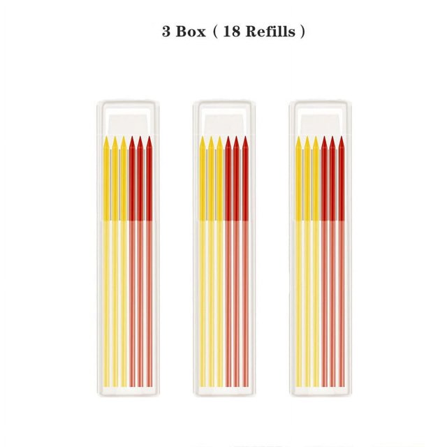 Solid Carpenter Pencil Set With 6 Refill Leads Built-in Sharpener Marking Tool Woodworking Deep Hole Mechanical Pencils
