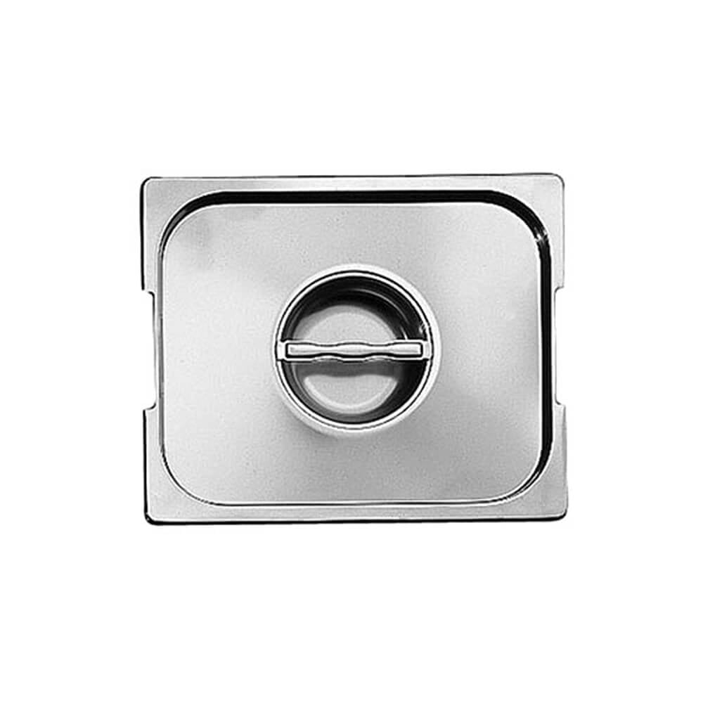 Paderno World Cuisine Hotel Pan Lid 1/2 GN with Handle and Side Notches, Stainless Steel, 14515
