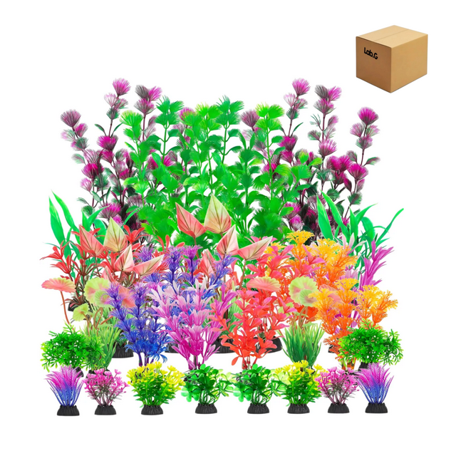 30 Pcs Plantas Artificiales Decorativas Acuario Pecera Lab.G, Multicolor