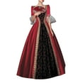 thumbnail image 1 of Tqyyweavej Robe Victorienne pour Femmes Robes de Renaissance Médiévale Manches 3/4 Vintage Queen Robes de Bal de Mariage Costume d'Halloween, 1 of 7
