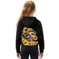 thumbnail image 2 of Xixirimido Sloth Sunflower Black Pattern Girls' Hoodies Sweatshirts Half Zipper Pullover Crop Tops with Pocket for Teen Girls Long Sleeve Sweater Size 5-6, 2 of 7
