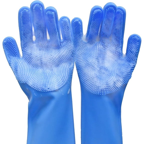 Pet Grooming Gloves, Dog Bathing Gloves with High-Density Teeth, Heat Resistant Silicone Cat Hair Remover with Enhanced Five Finger Design, Bathing and Massaging for Dogs and Cats (Pink)