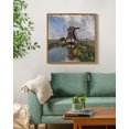 thumbnail image 4 of Drsoum Vintage Countrysid and Rivulet Wall Art 16x16in Natural Framed Classic Retro Windmill Village Landscape Rustic Wall Prints Farmhouse Kitchen Bathroom Office Decor, 4 of 5