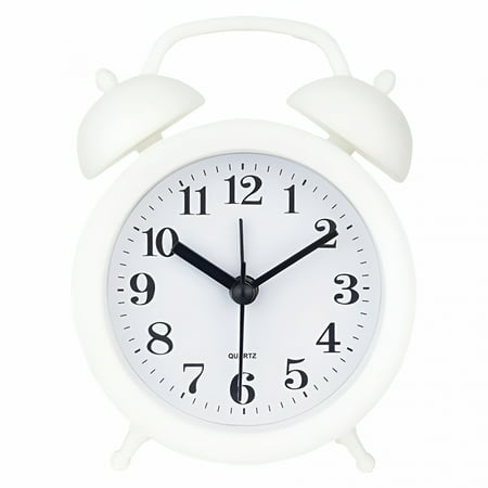 DESIGNICE Loud Alarm Clock for Heavy Sleepers,Silent Non-Ticking Quartz,Twin Bell Analog Alarm Clocks for Bedrooms Bedside - White