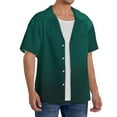 thumbnail image 2 of Balery Dark teal green Pattern Men's Casual Button Down Shirt Short Sleeve Textured Summer Cuban Beach Shirts-Small, 2 of 5
