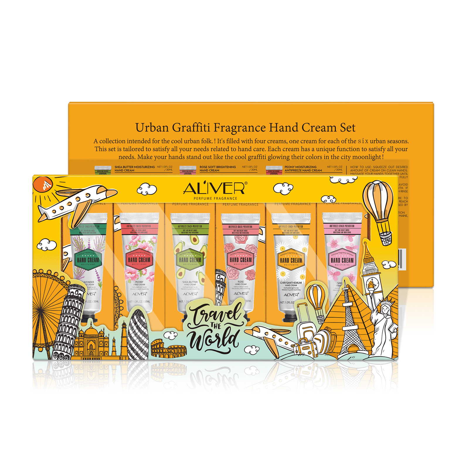 Aliver 6-Piece Hand Cream Gift Set, Natural Plant-Scented Hand Cream Moisturizing, Suitable for Dry and Cracked Hands and Working Hands, Hand Cream Travel Set